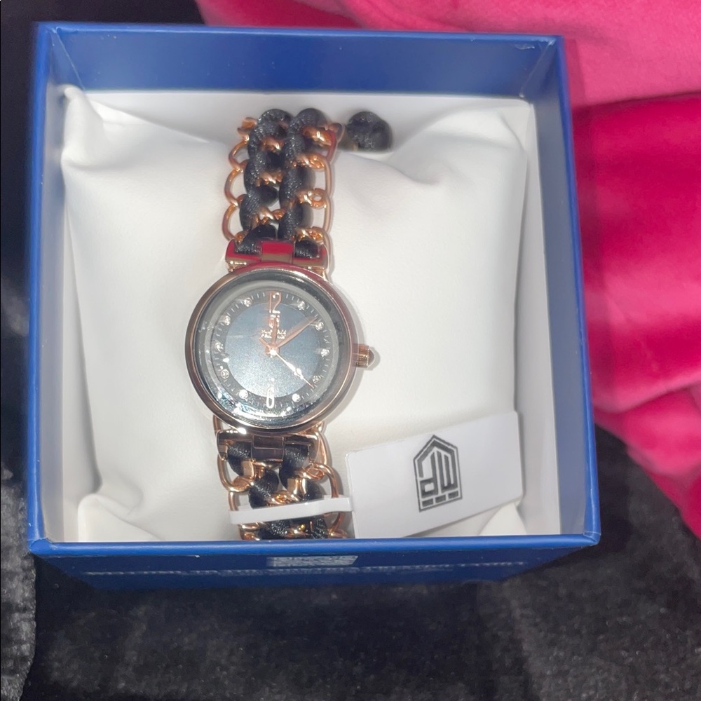 Invicta Rose Gold Chain-Link Watch with Black Dial